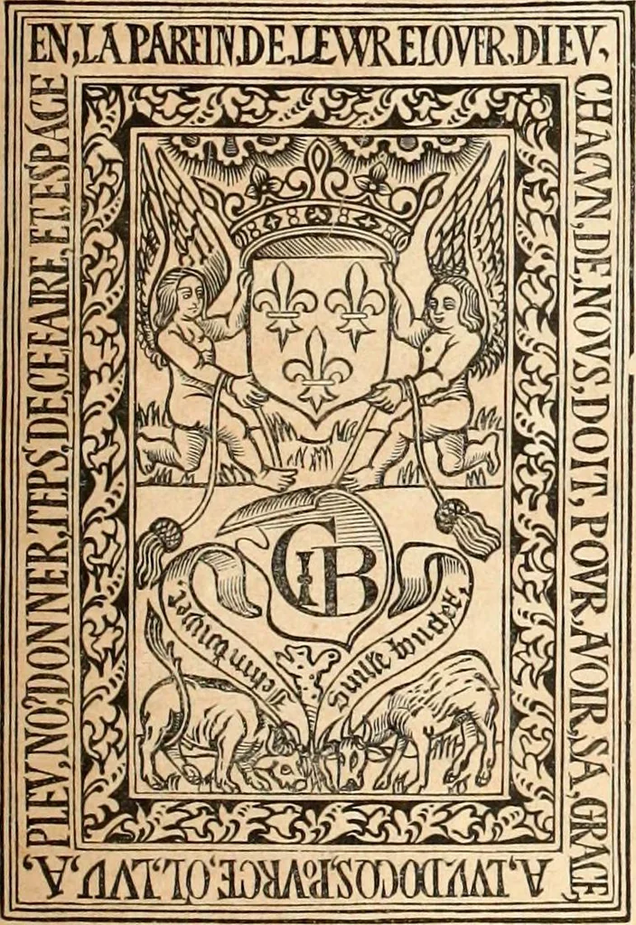 An illustration from Histoire de l'orfévrerie-joaillerie et des anciennes communautés et confréries d'orfévres-joailliers de la France et de la Belgique, 1850, leaf 402