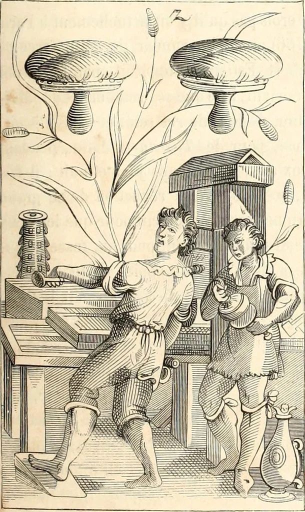 An illustration from Histoire de l'orfévrerie-joaillerie et des anciennes communautés et confréries d'orfévres-joailliers de la France et de la Belgique, 1850, leaf 420