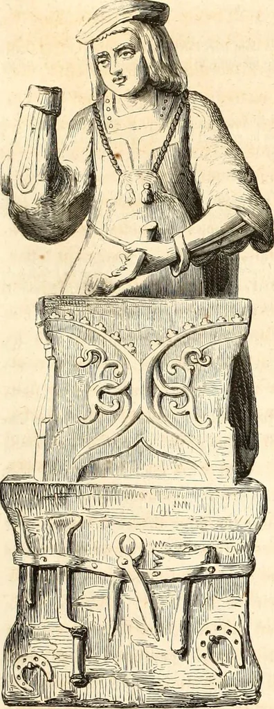 An illustration from Histoire de l'orfévrerie-joaillerie et des anciennes communautés et confréries d'orfévres-joailliers de la France et de la Belgique, 1850, leaf 54