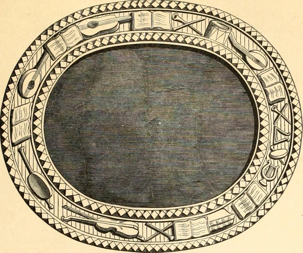 An illustration from Histoire de l'orfévrerie-joaillerie et des anciennes communautés et confréries d'orfévres-joailliers de la France et de la Belgique, 1850, leaf 584