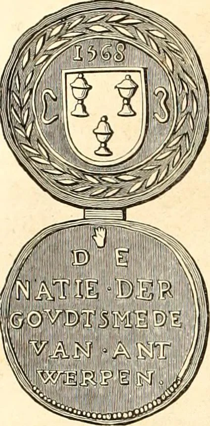 An illustration from Histoire de l'orfévrerie-joaillerie et des anciennes communautés et confréries d'orfévres-joailliers de la France et de la Belgique, 1850, leaf 85
