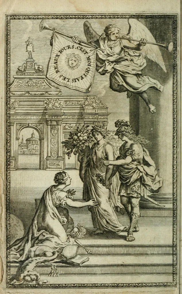 An illustration from Histoire de Louis XIV, roy de France et de Navarre : contenant en abrégé ce qui s'est passé sous son règne de plus remarquable jusqu'à présent, 1700, leaf 6