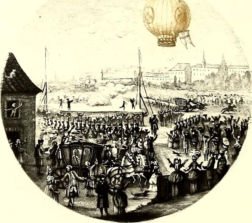 An illustration from Histoire des ballons et des aéronautes célèbres ..., 1887, leaf 121