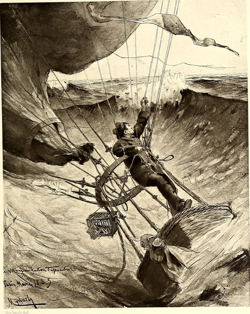 An illustration from Histoire des ballons et des aéronautes célèbres ..., 1887, leaf 144