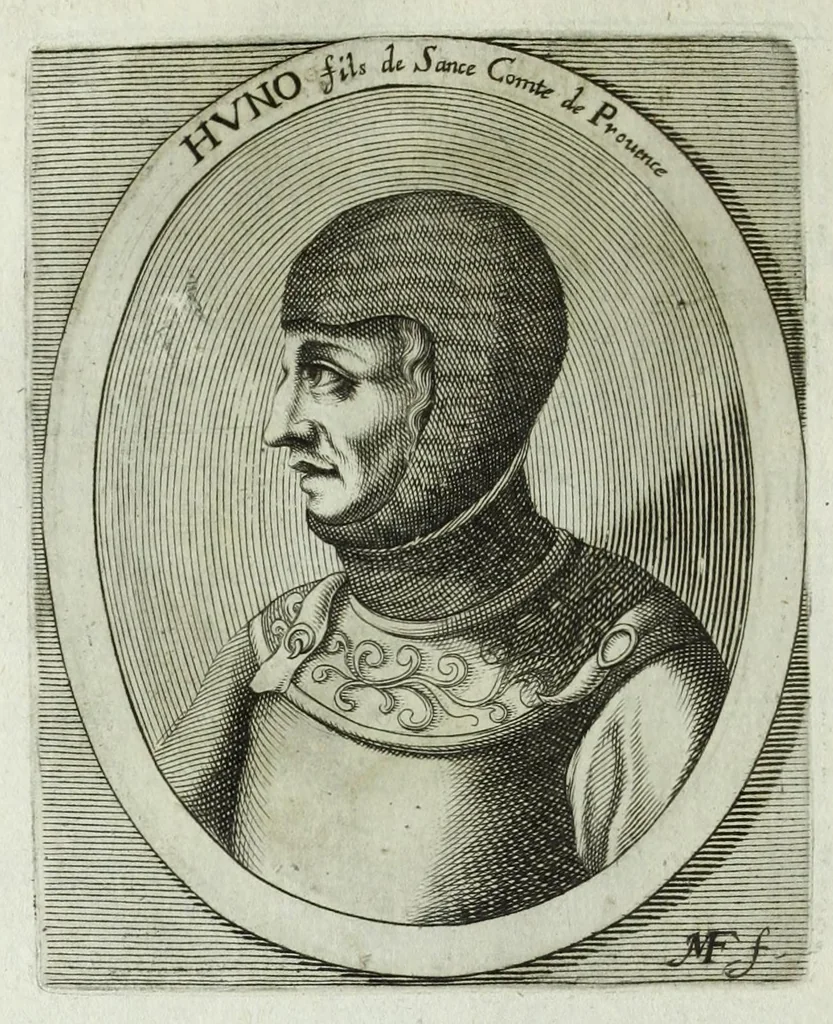 An illustration from Histoire des comtes de Prouence : enrichie de plusieurs de leurs portraits, de leurs sceaux, & des monnoyes de leur temps, qui n'auoient pas encore veu le iour, 1655, leaf 106