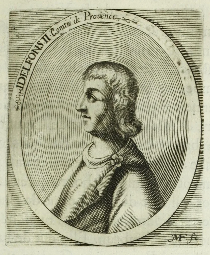 An illustration from Histoire des comtes de Prouence : enrichie de plusieurs de leurs portraits, de leurs sceaux, & des monnoyes de leur temps, qui n'auoient pas encore veu le iour, 1655, leaf 109