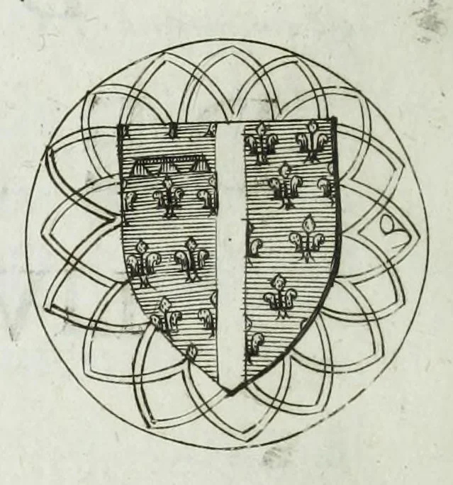 An illustration from Histoire des comtes de Prouence : enrichie de plusieurs de leurs portraits, de leurs sceaux, & des monnoyes de leur temps, qui n'auoient pas encore veu le iour, 1655, leaf 328