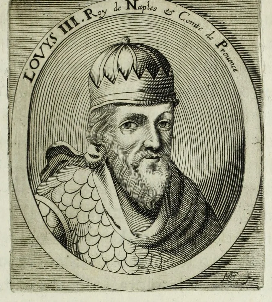 An illustration from Histoire des comtes de Prouence : enrichie de plusieurs de leurs portraits, de leurs sceaux, & des monnoyes de leur temps, qui n'auoient pas encore veu le iour, 1655, leaf 365