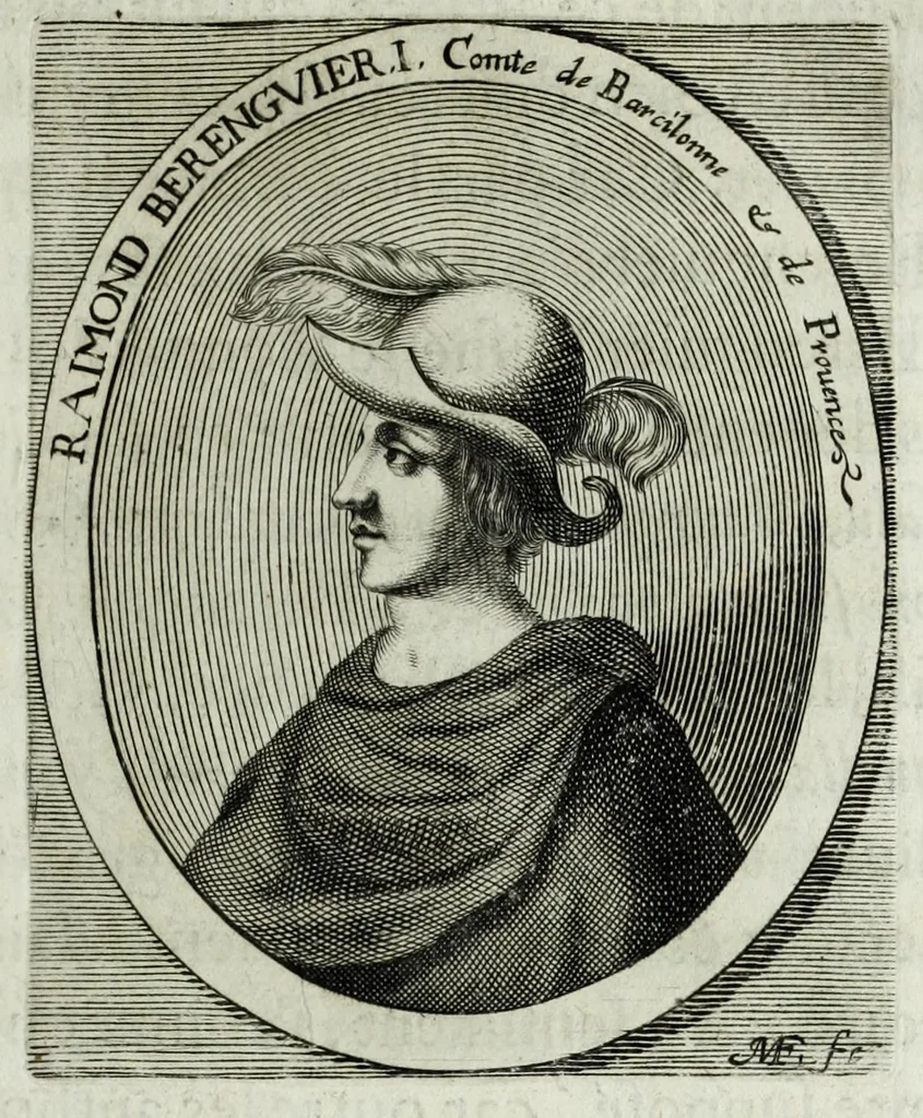 An illustration from Histoire des comtes de Prouence : enrichie de plusieurs de leurs portraits, de leurs sceaux, & des monnoyes de leur temps, qui n'auoient pas encore veu le iour, 1655, leaf 91