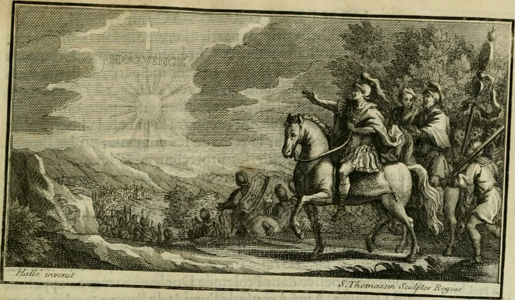An illustration from Histoire des empereurs, et des autres princes qui ont regné durant les six premiers siècles de l'église, de leurs guerres contre les Juifs, des écrivains profanes, & des personnes les plus illustrés de leur temps Justifiée par les citations des auteurs originaux; avec des notes pour éclaircir les principales difficultés de l'histoire, 1700, leaf 38