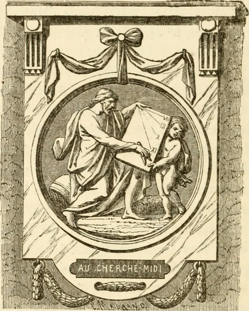 An illustration from Histoire des enseignes de Paris. Revue et publiée par le Bibliophile Jacob [pseud.] avec un appendice par J. Cousin.., 1884, leaf 103