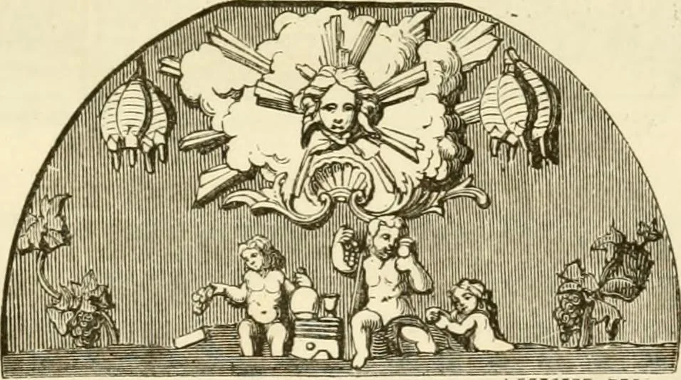 An illustration from Histoire des enseignes de Paris. Revue et publiée par le Bibliophile Jacob [pseud.] avec un appendice par J. Cousin.., 1884, leaf 106