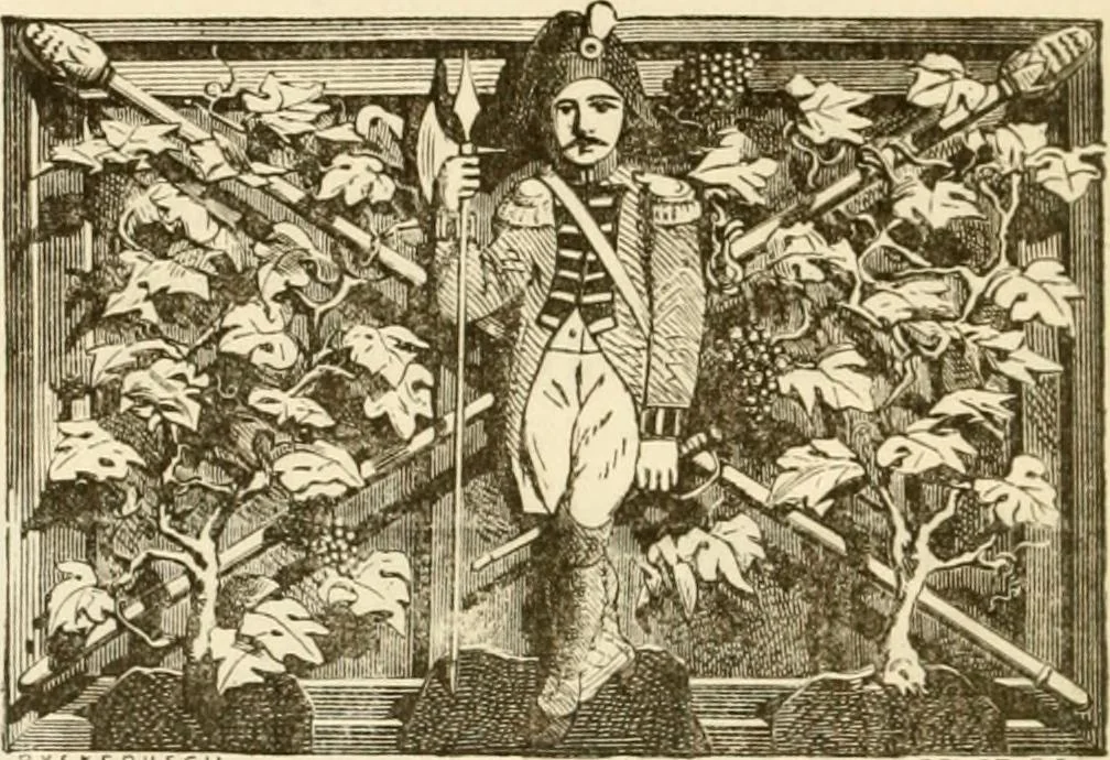 An illustration from Histoire des enseignes de Paris. Revue et publiée par le Bibliophile Jacob [pseud.] avec un appendice par J. Cousin.., 1884, leaf 109