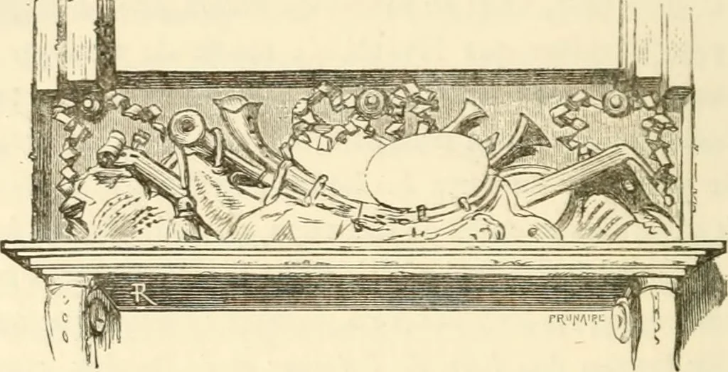 An illustration from Histoire des enseignes de Paris. Revue et publiée par le Bibliophile Jacob [pseud.] avec un appendice par J. Cousin.., 1884, leaf 203