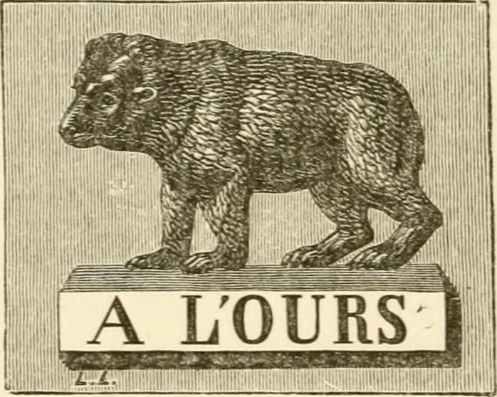 An illustration from Histoire des enseignes de Paris. Revue et publiée par le Bibliophile Jacob [pseud.] avec un appendice par J. Cousin.., 1884, leaf 303