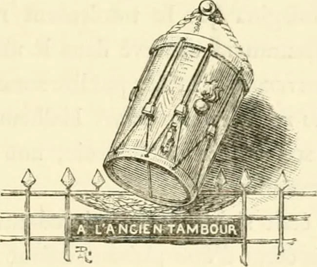 An illustration from Histoire des enseignes de Paris. Revue et publiée par le Bibliophile Jacob [pseud.] avec un appendice par J. Cousin.., 1884, leaf 376