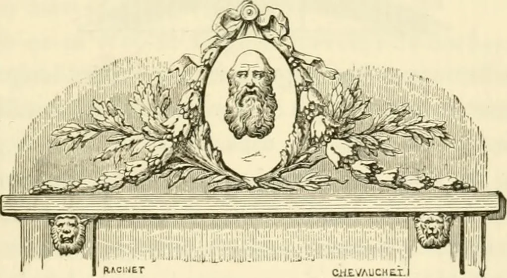 An illustration from Histoire des enseignes de Paris. Revue et publiée par le Bibliophile Jacob [pseud.] avec un appendice par J. Cousin.., 1884, leaf 414