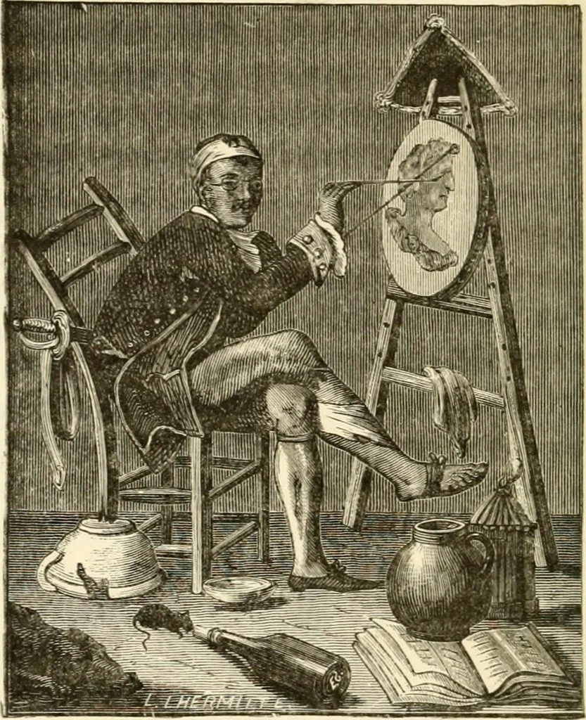 An illustration from Histoire des enseignes de Paris. Revue et publiée par le Bibliophile Jacob [pseud.] avec un appendice par J. Cousin.., 1884, leaf 421
