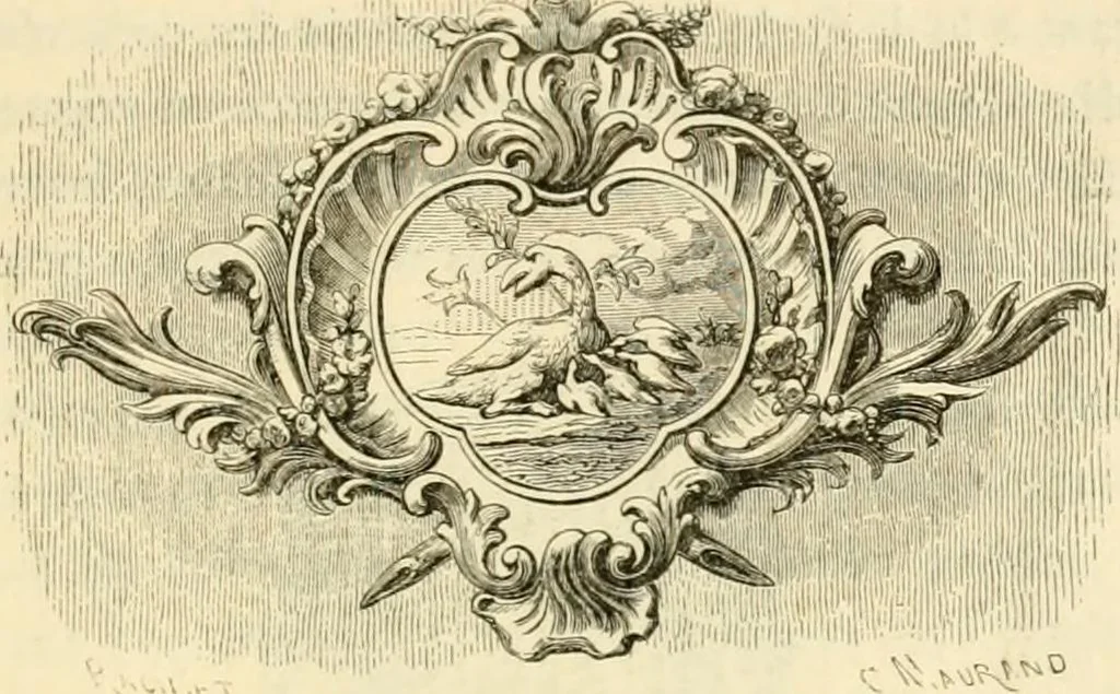An illustration from Histoire des enseignes de Paris. Revue et publiée par le Bibliophile Jacob [pseud.] avec un appendice par J. Cousin.., 1884, leaf 456
