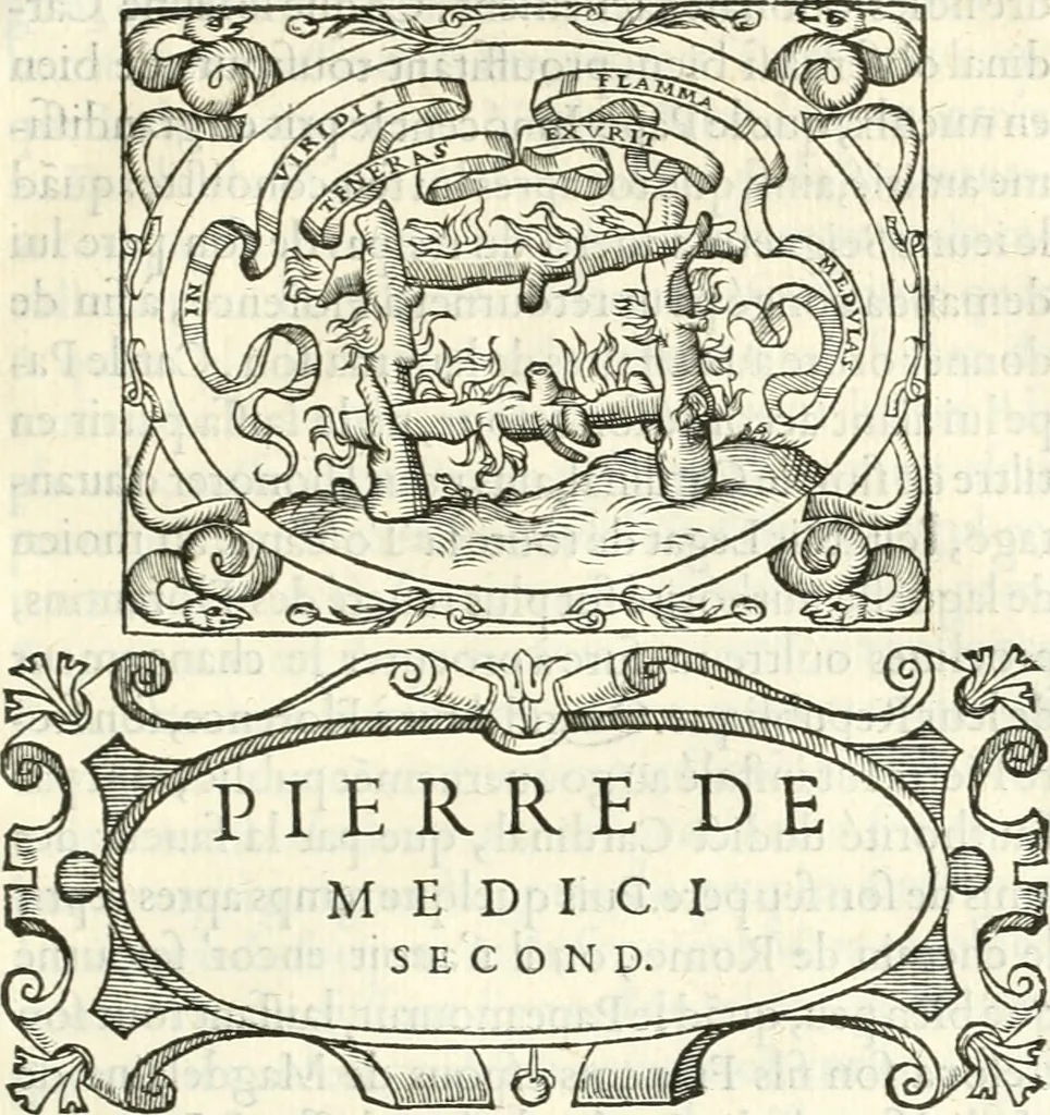 An illustration from Histoire des hommes illvstres de la maison de Medici : avec vn abbrege des comtes de Bolongne et d'Avvergne, 1564, leaf 222