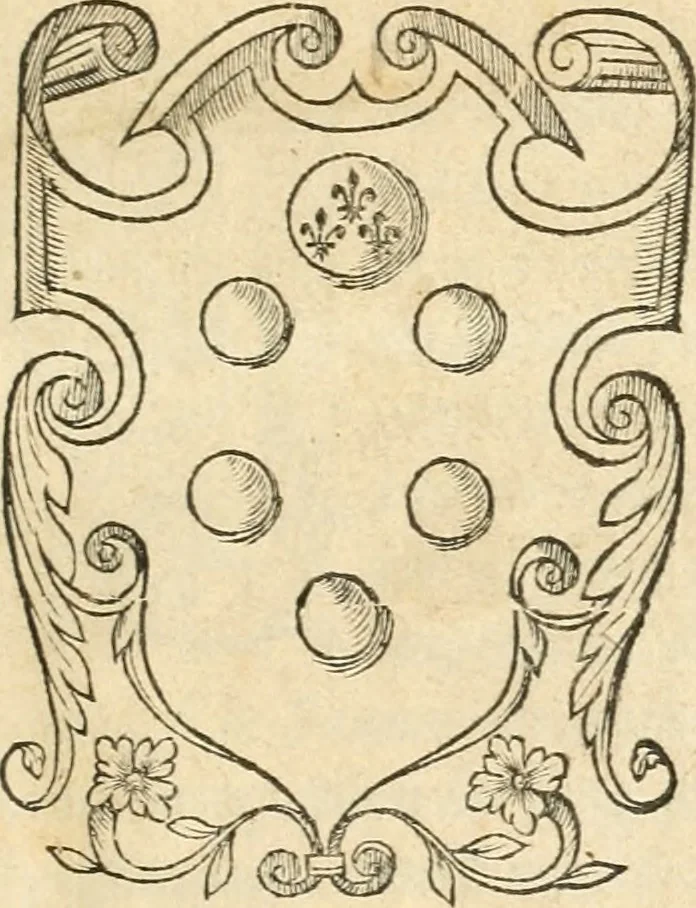 An illustration from Histoire des hommes illvstres de la maison de Medici : avec vn abbrege des comtes de Bolongne et d'Avvergne, 1564, leaf 4