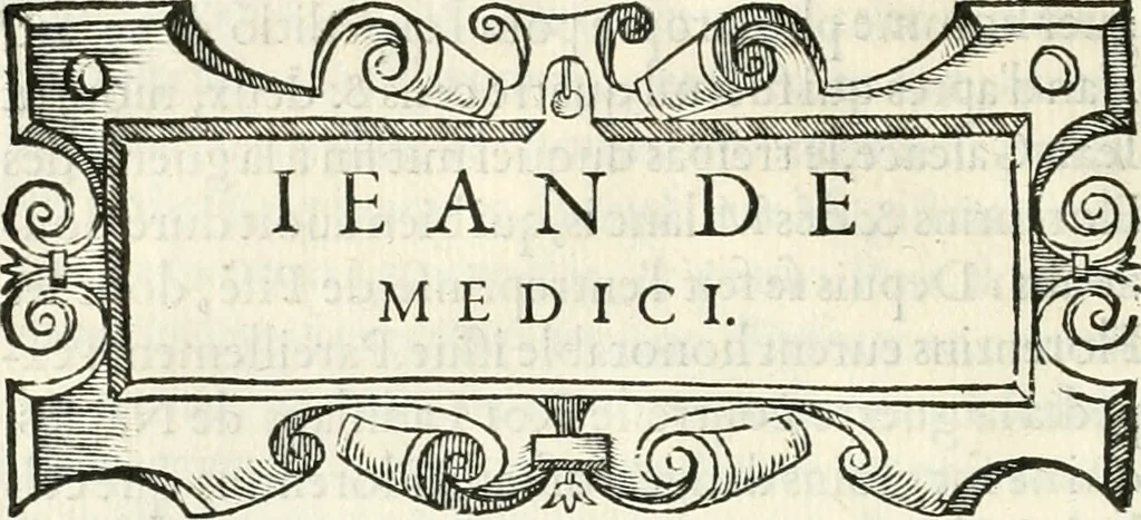 An illustration from Histoire des hommes illvstres de la maison de Medici : avec vn abbrege des comtes de Bolongne et d'Avvergne, 1564, leaf 91