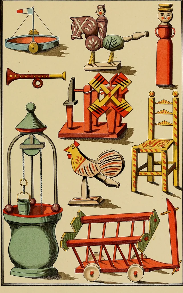 An illustration from Histoire des jouets : ouvrage contenant 250 illustrations dans le texte et 100 gravures hors texte dont 50 planches coloriées à l'aquarelle, 1902, leaf 123