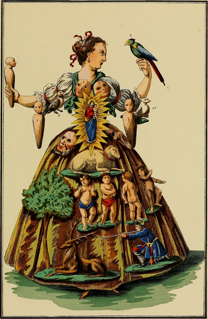 An illustration from Histoire des jouets : ouvrage contenant 250 illustrations dans le texte et 100 gravures hors texte dont 50 planches coloriées à l'aquarelle, 1902, leaf 145
