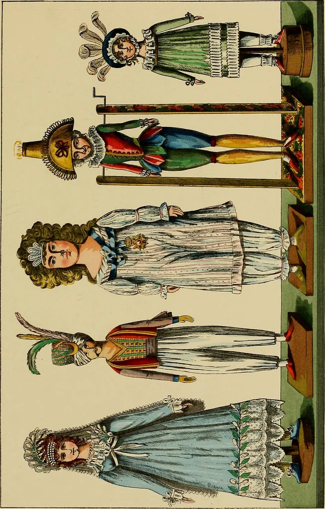 An illustration from Histoire des jouets : ouvrage contenant 250 illustrations dans le texte et 100 gravures hors texte dont 50 planches coloriées à l'aquarelle, 1902, leaf 155