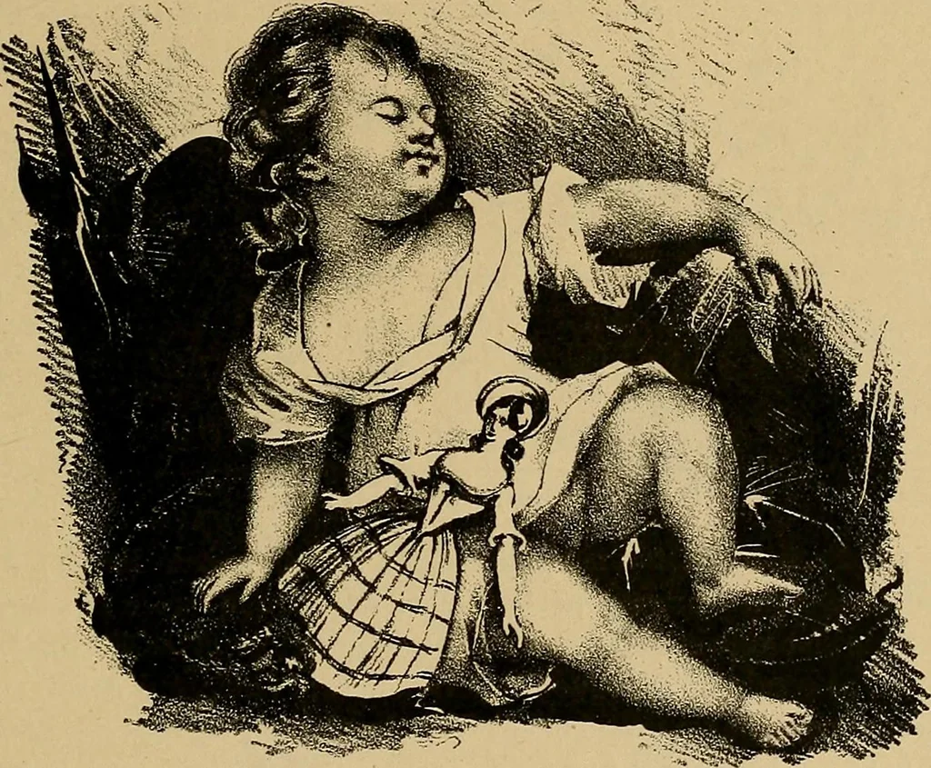 An illustration from Histoire des jouets : ouvrage contenant 250 illustrations dans le texte et 100 gravures hors texte dont 50 planches coloriées à l'aquarelle, 1902, leaf 169