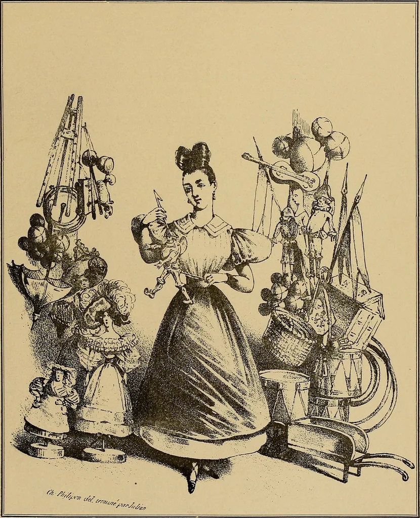 An illustration from Histoire des jouets : ouvrage contenant 250 illustrations dans le texte et 100 gravures hors texte dont 50 planches coloriées à l'aquarelle, 1902, leaf 179