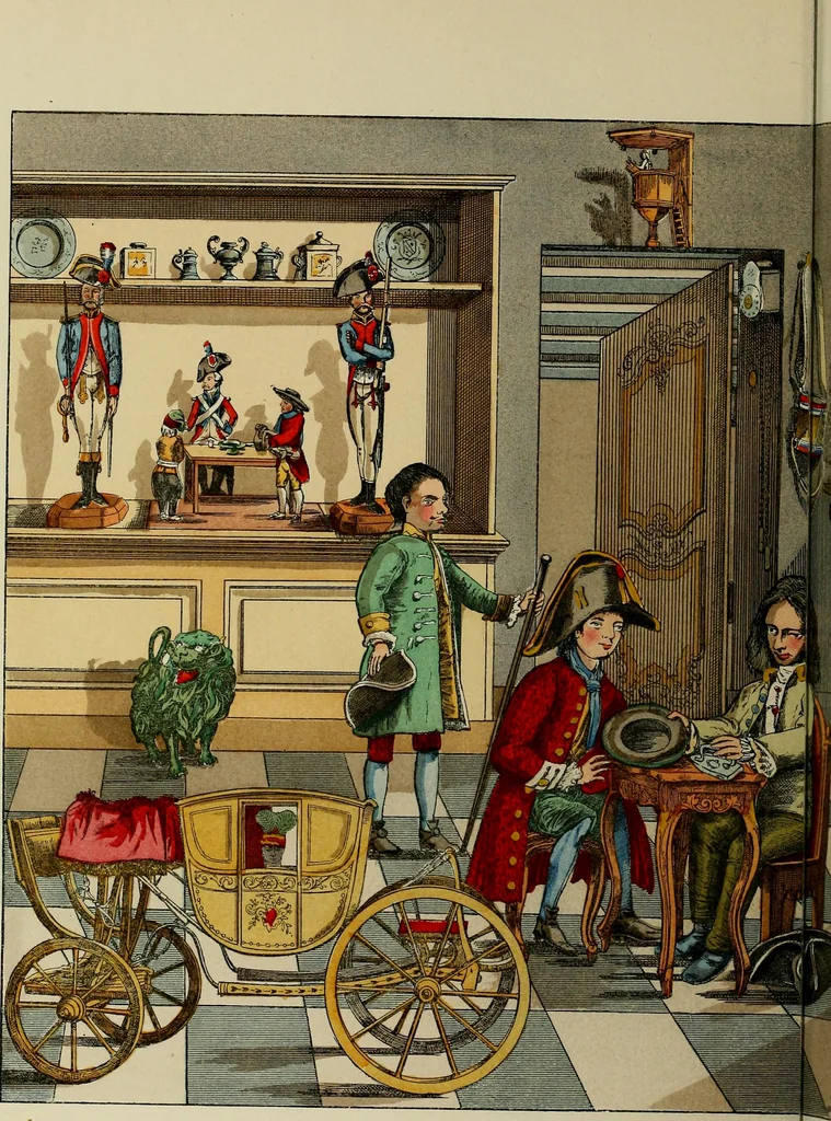 An illustration from Histoire des jouets : ouvrage contenant 250 illustrations dans le texte et 100 gravures hors texte dont 50 planches coloriées à l'aquarelle, 1902, leaf 196