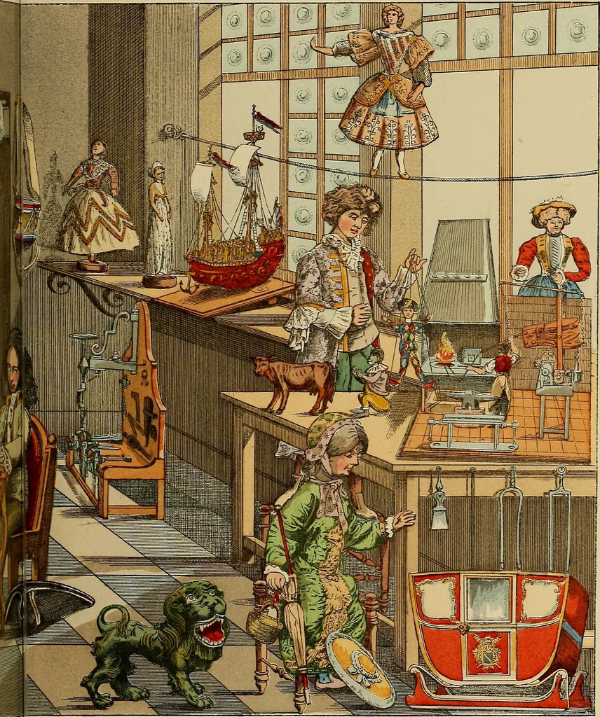 An illustration from Histoire des jouets : ouvrage contenant 250 illustrations dans le texte et 100 gravures hors texte dont 50 planches coloriées à l'aquarelle, 1902, leaf 197