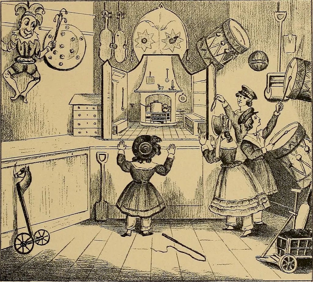 An illustration from Histoire des jouets : ouvrage contenant 250 illustrations dans le texte et 100 gravures hors texte dont 50 planches coloriées à l'aquarelle, 1902, leaf 229