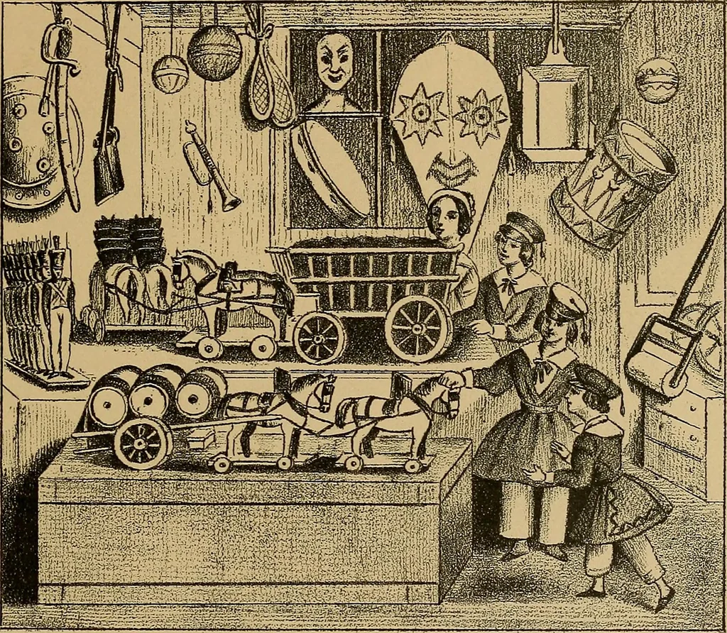 An illustration from Histoire des jouets : ouvrage contenant 250 illustrations dans le texte et 100 gravures hors texte dont 50 planches coloriées à l'aquarelle, 1902, leaf 423