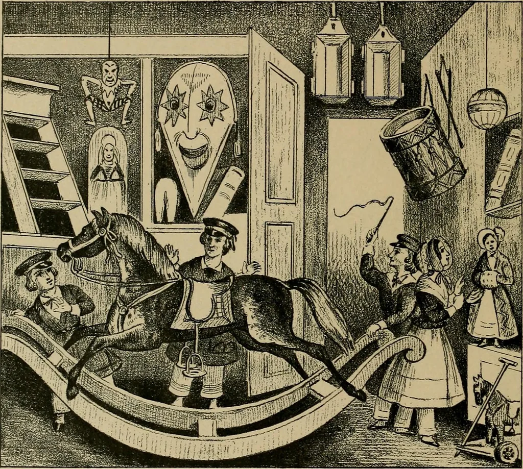 An illustration from Histoire des jouets : ouvrage contenant 250 illustrations dans le texte et 100 gravures hors texte dont 50 planches coloriées à l'aquarelle, 1902, leaf 424