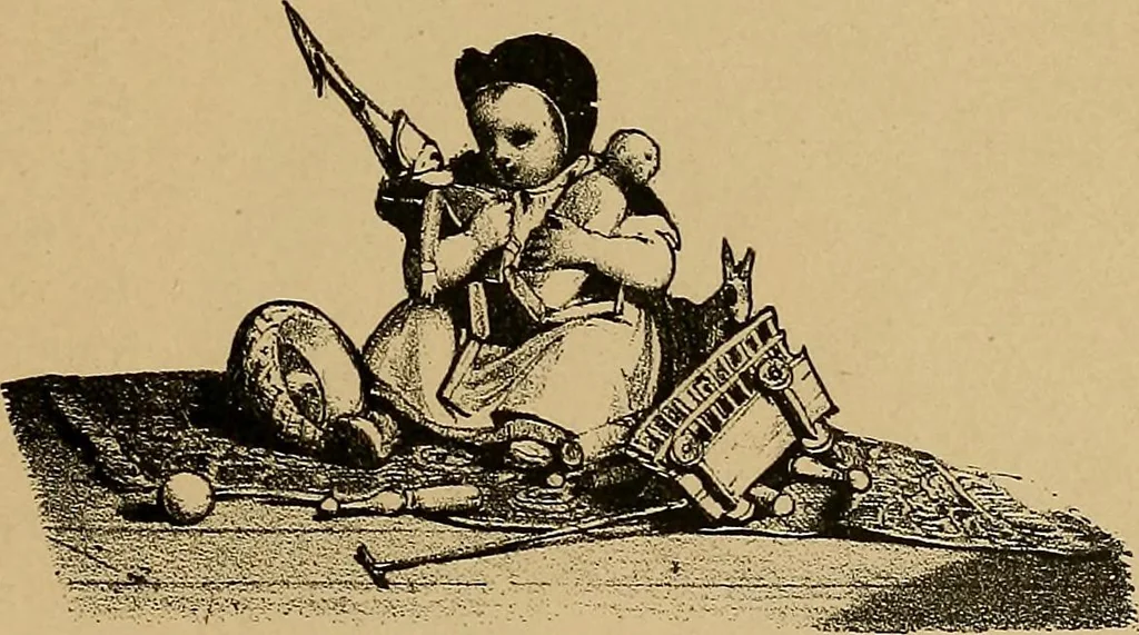 An illustration from Histoire des jouets : ouvrage contenant 250 illustrations dans le texte et 100 gravures hors texte dont 50 planches coloriées à l'aquarelle, 1902, leaf 429