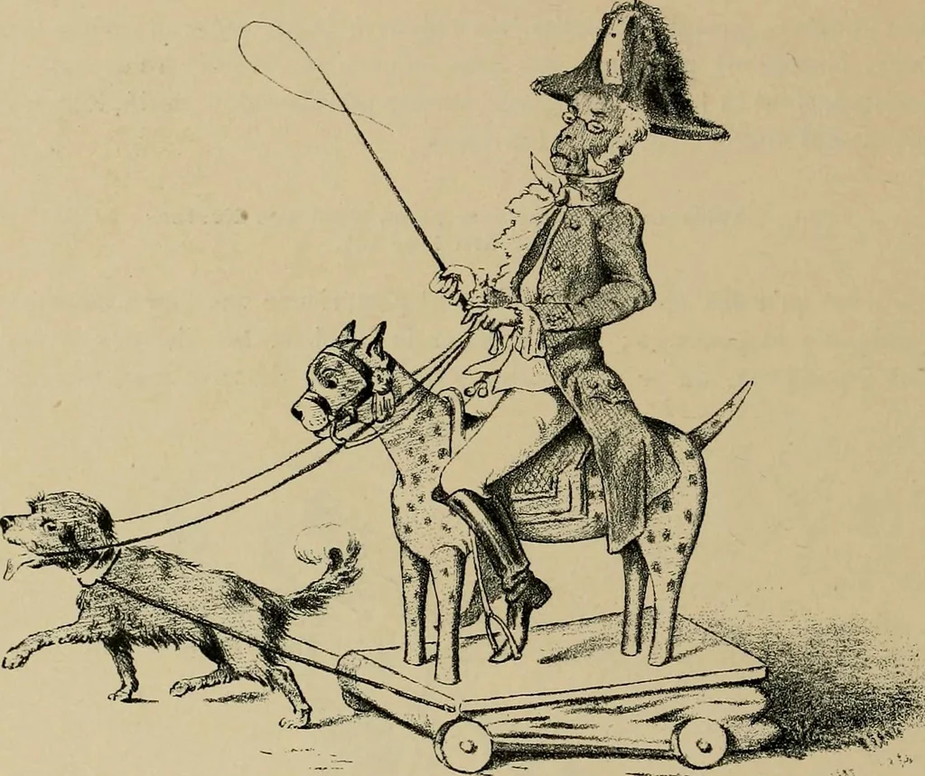 An illustration from Histoire des jouets : ouvrage contenant 250 illustrations dans le texte et 100 gravures hors texte dont 50 planches coloriées à l'aquarelle, 1902, leaf 88