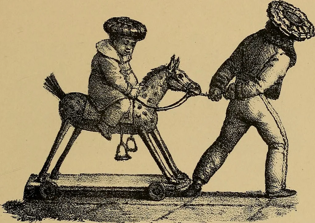 An illustration from Histoire des jouets : ouvrage contenant 250 illustrations dans le texte et 100 gravures hors texte dont 50 planches coloriées à l'aquarelle, 1902, leaf 89