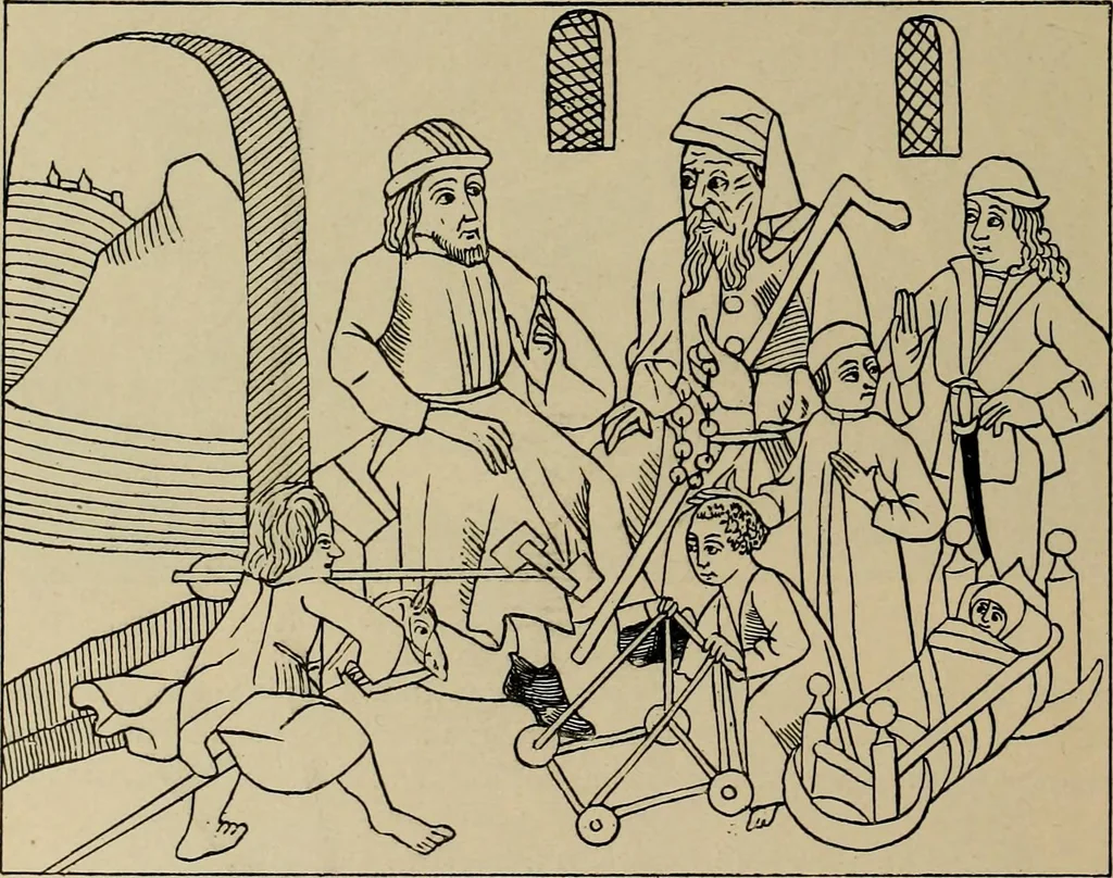 An illustration from Histoire des jouets : ouvrage contenant 250 illustrations dans le texte et 100 gravures hors texte dont 50 planches coloriées à l'aquarelle, 1902, leaf 92