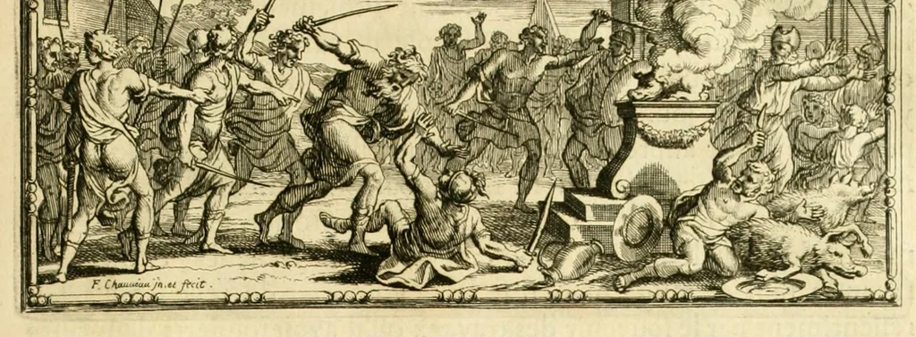 An illustration from Histoire des Juifs : écrite par Flavius Joseph, sous le titre de Antiquitez judaïques, traduite sur l'original grec reveu sur divers manuscrits, 1667, leaf 61