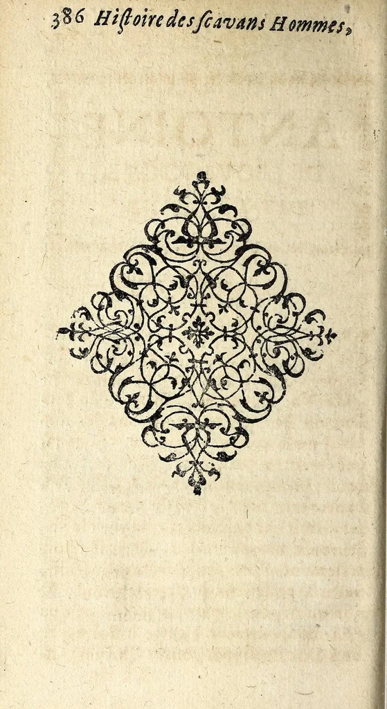 An illustration from Histoire des plus illustres et scavans hommes de leurs siecles : tant de l'Europe que de l'Asie, Afrique & Amerique : avec leurs portraits en tailles-douces, tirez sur les veritables originaux, 1670, leaf 442