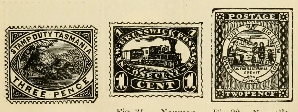 An illustration from Histoire de timbre-poste français, 1891, leaf 143