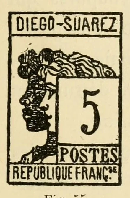 An illustration from Histoire de timbre-poste français, 1891, leaf 201