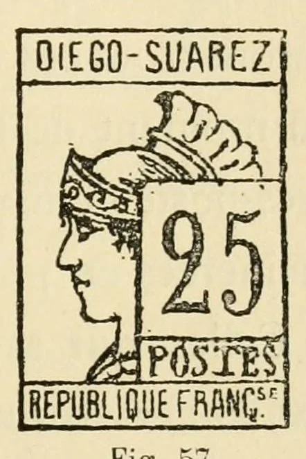 An illustration from Histoire de timbre-poste français, 1891, leaf 201