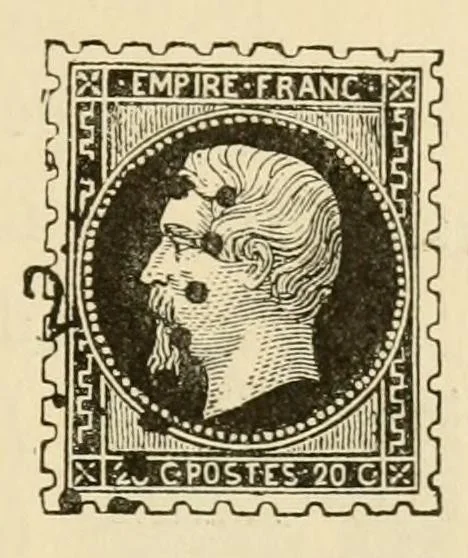 An illustration from Histoire de timbre-poste français, 1891, leaf 45