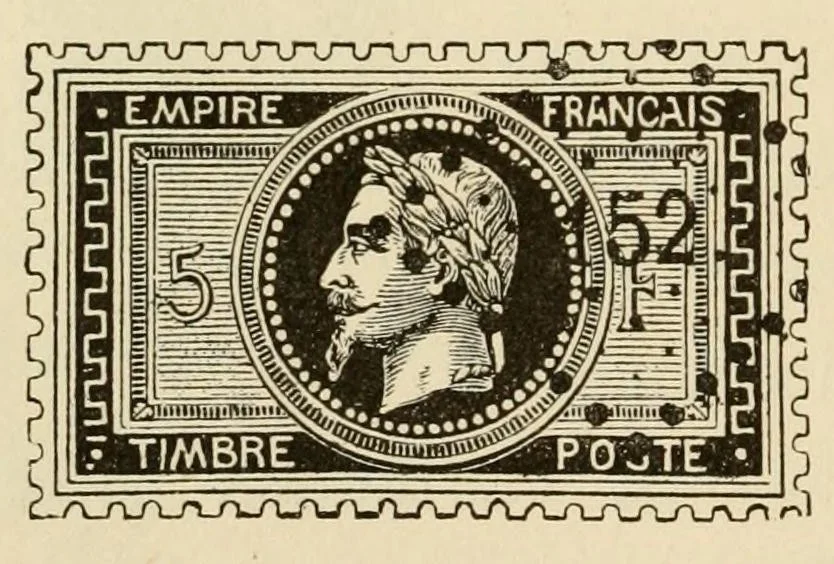 An illustration from Histoire de timbre-poste français, 1891, leaf 48