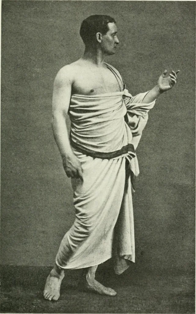 An illustration from Histoire du costume antique d'après des études sur le modèle vivant, 1922, leaf 112