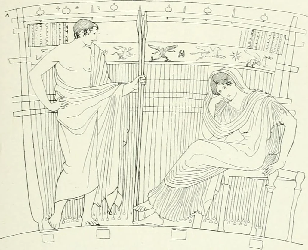 An illustration from Histoire du costume antique d'après des études sur le modèle vivant, 1922, leaf 116