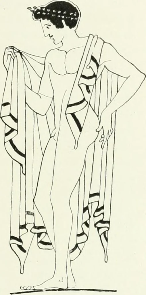An illustration from Histoire du costume antique d'après des études sur le modèle vivant, 1922, leaf 122